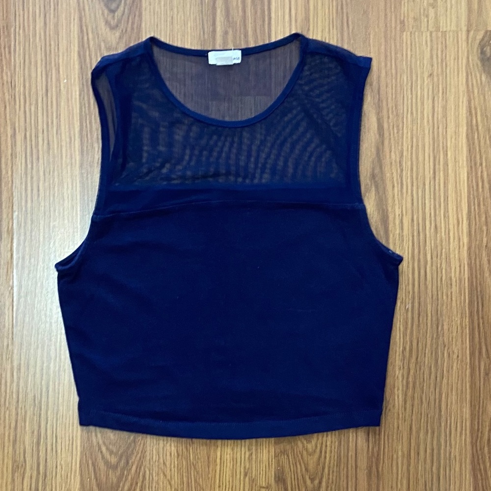 Navy Blue Mesh Top